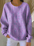 Loose Abstract Crew Neck Casual Sweatshirt