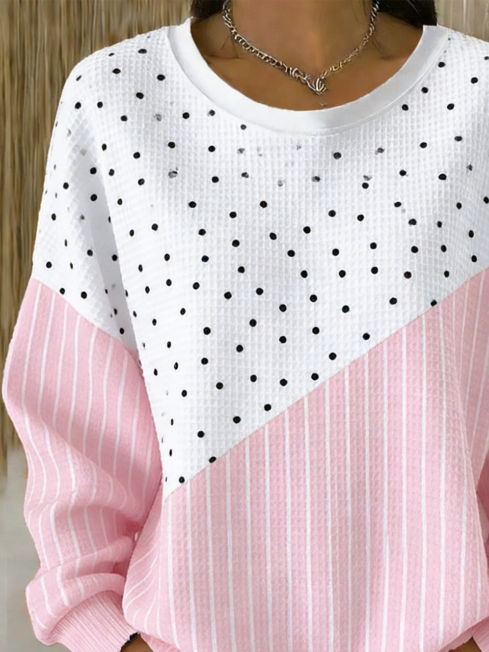 Casual Loose Others Polka Dots Sweatshirt