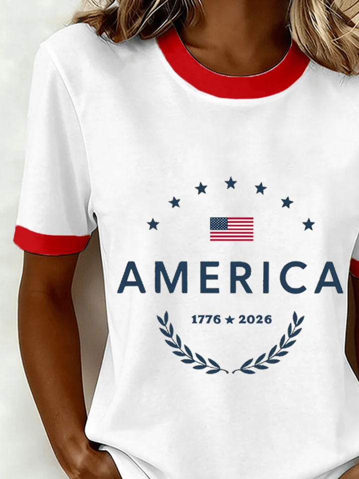 Women's Short Sleeve T-shirt Summer White Text Letters Printing Jersey Crew Neck Daily Going Out Casual Top