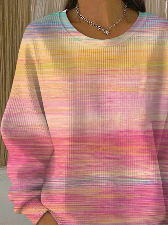 Crew Neck Casual Abstract Printing Sweatshirt