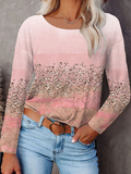 Women's Long Sleeve T-shirt Spring/Fall Pink Abstract Printing Jersey Crew Neck Daily Going Out Casual Top