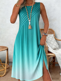 Gradient Pattern Casual Dress With No