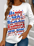 America Flag Crew Neck Cotton Casual T-Shirt