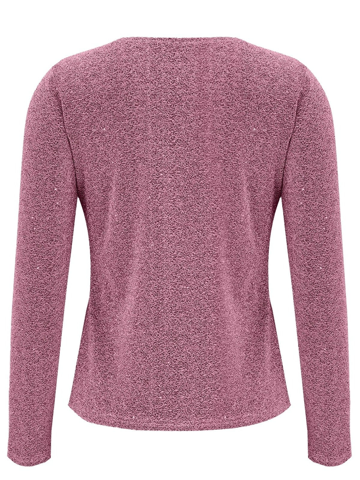 Women's Long Sleeve T-shirt Spring/Fall Silver Plain Split Joint Polyester Cotton V Neck Daily Going Out Casual Top