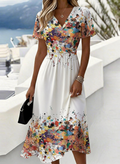 Elegant Regular Fit V Neck Dress With No