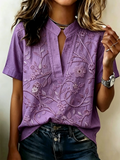 V Neck Loose Vintage Floral Blouse