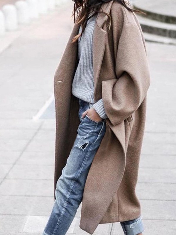 Shawl Collar Simple Plain Coat