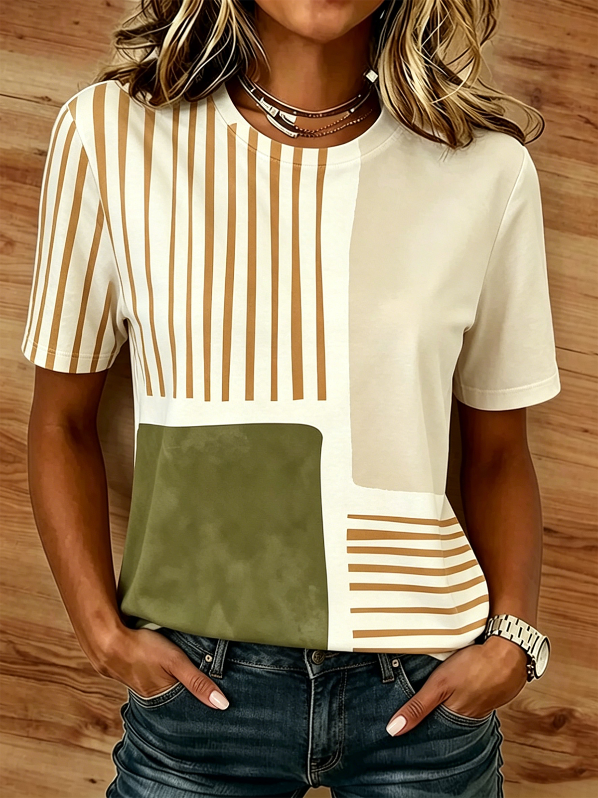 Casual Regular Fit Cotton Crew Neck T-Shirt