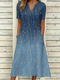 Loose Others Gradient Pattern Vintage Dress With No