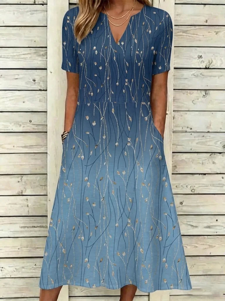 Loose Others Gradient Pattern Vintage Dress With No