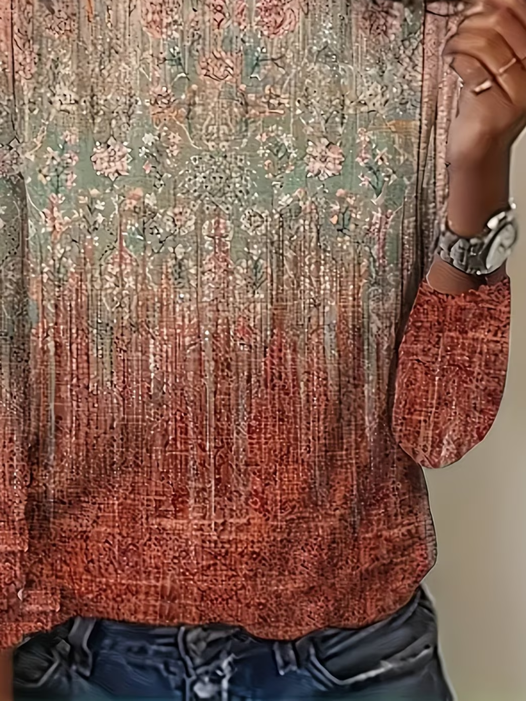 Women's Long Sleeve T-shirt Spring/Fall As Picture Abstract Printing Jersey Crew Neck Daily Going Out Casual Top