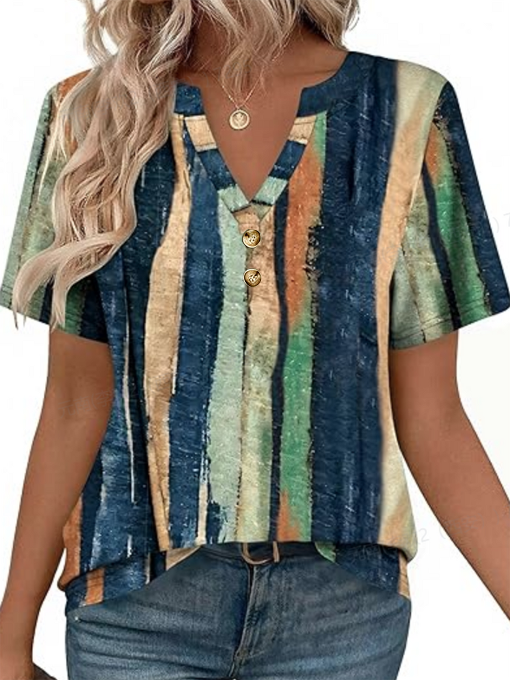 Cotton Elegant Loose Striped T-Shirt