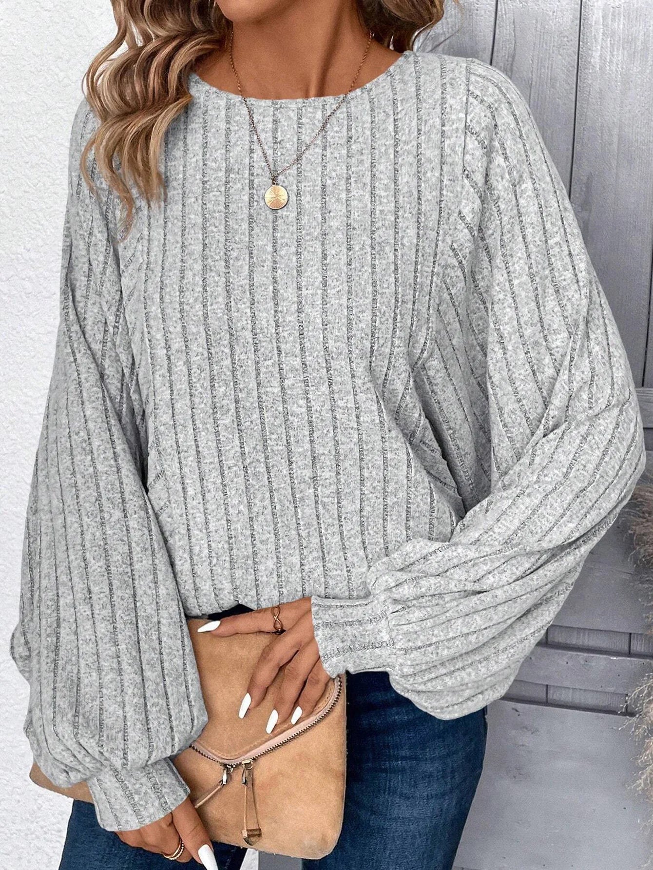 Elegant Dolman Sleeve Loose Crew Neck Plain T-Shirt