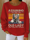 Vintage Crew Neck Loose Letter Pattern Sweatshirt