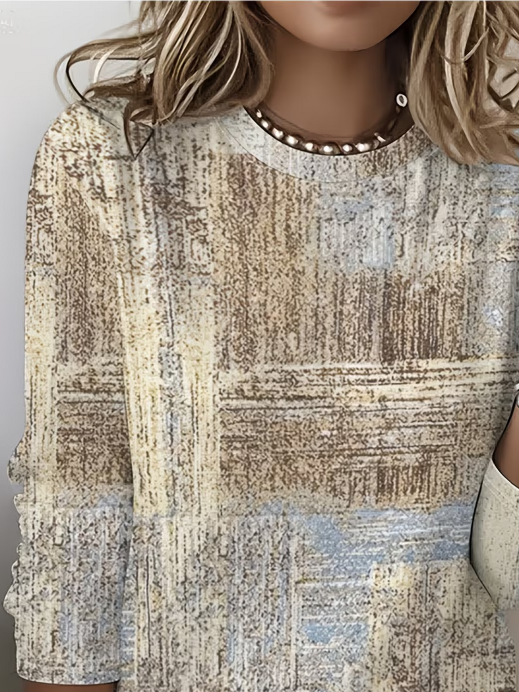 Women's Long Sleeve T-shirt Spring/Fall As Picture Abstract Printing Jersey Crew Neck Daily Going Out Casual Top