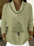 Regular Fit Christmas Casual Cowl Neck Sweater