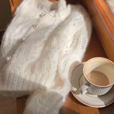 Elegant Others Plain Hollow Out Cardigan