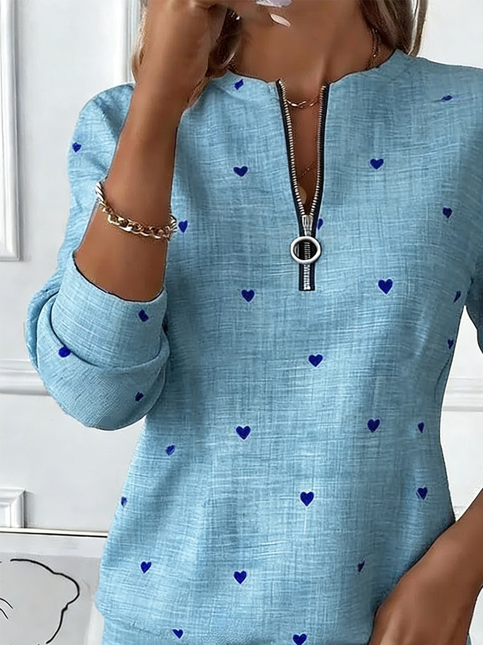 Heart/Cordate Crew Neck Loose Casual Sweatshirt