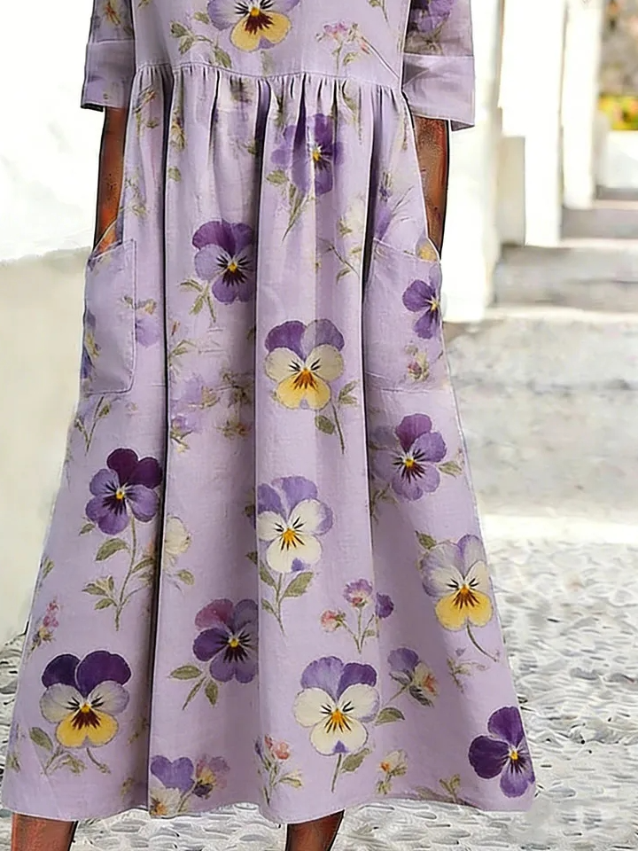 Elegant Loose Crew Neck Dress With No