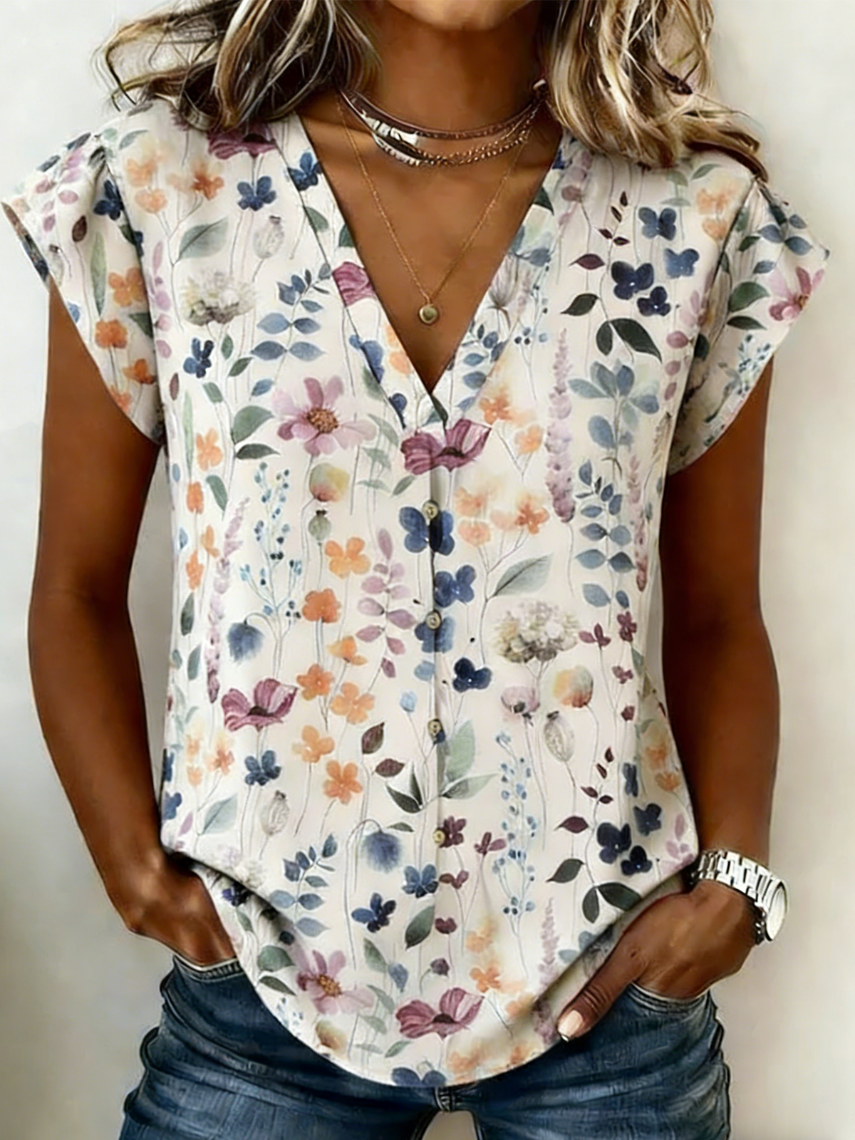 Vintage Floral Others Cotton T-Shirt