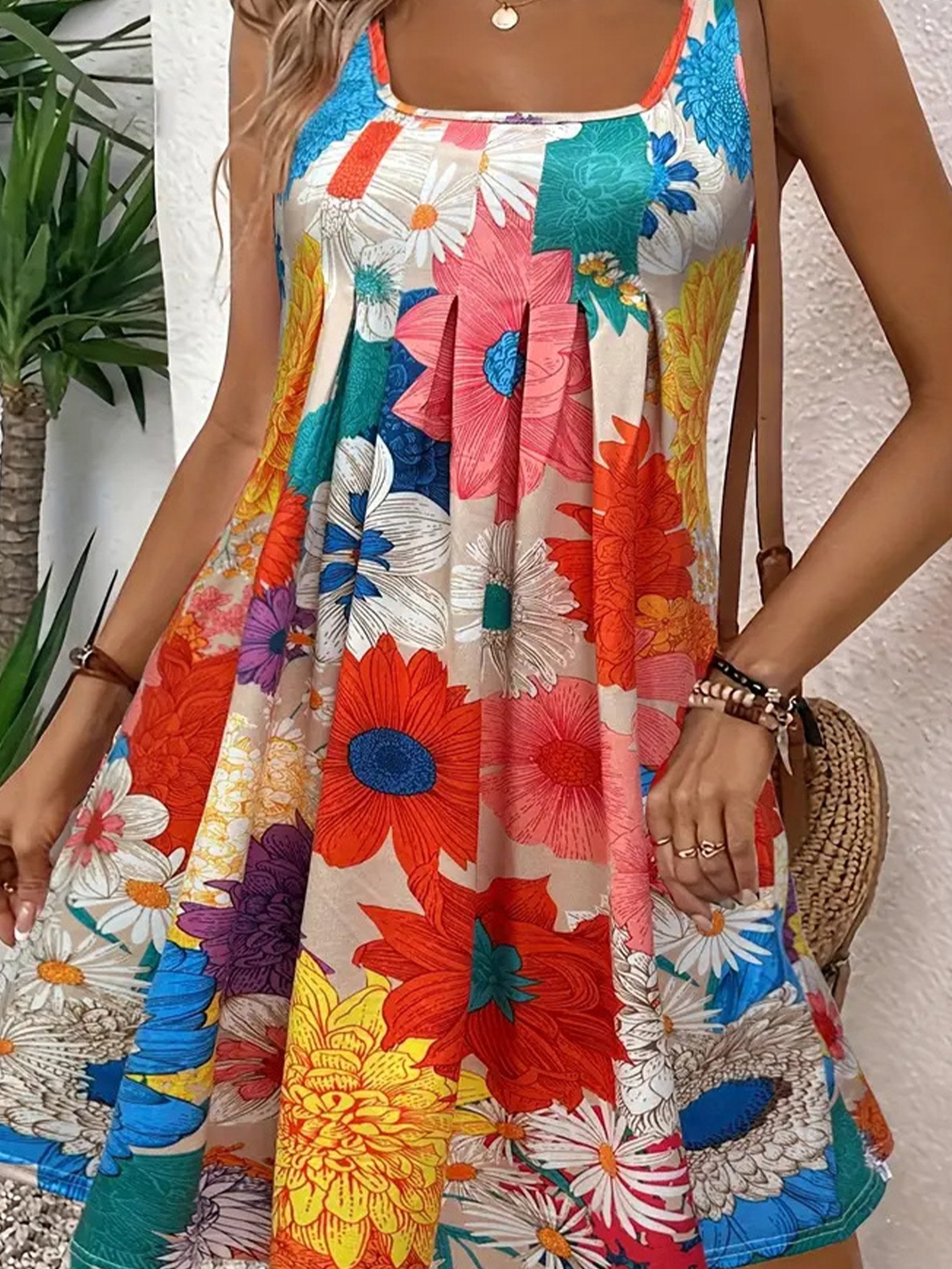 Abstract Print Casual U-Neck Summer Going Out Casual Dress