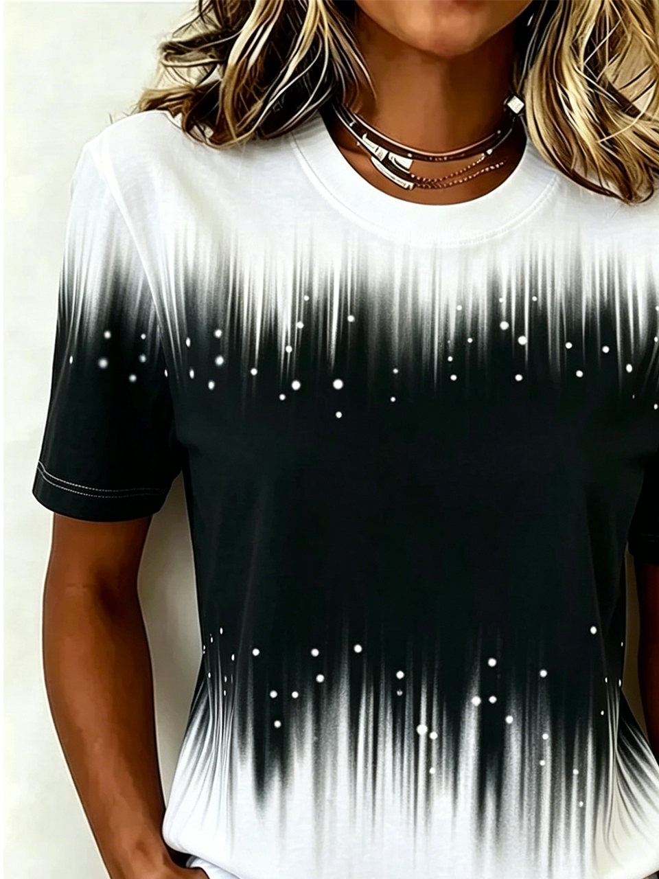 Gradient Pattern Regular Fit Casual T-Shirt