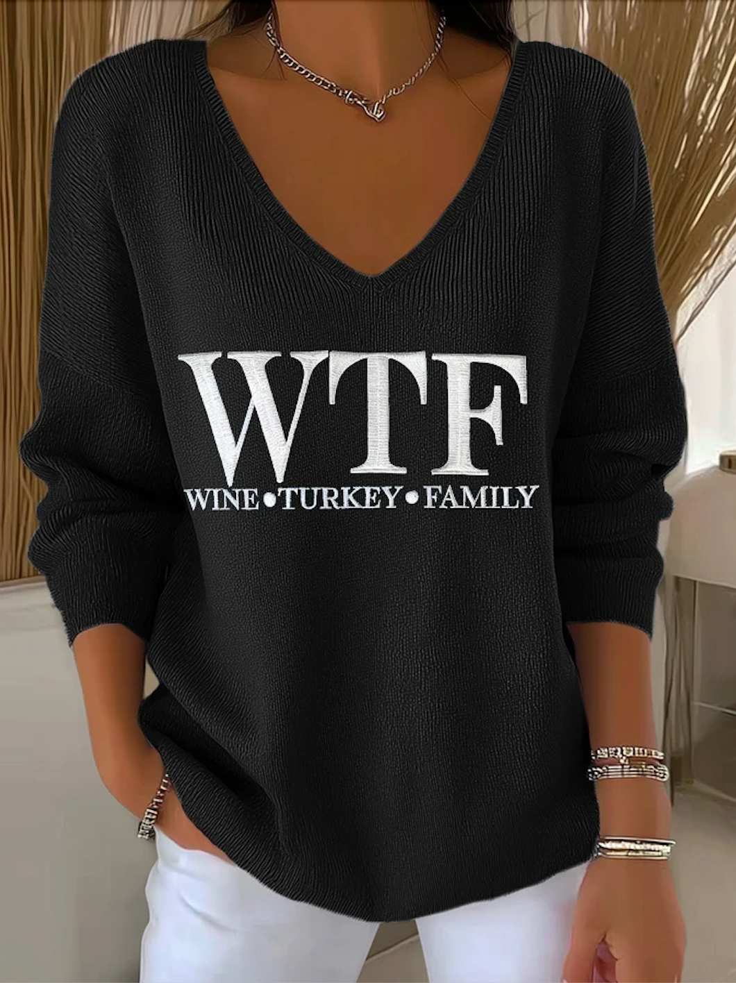 Casual V Neck Sweater