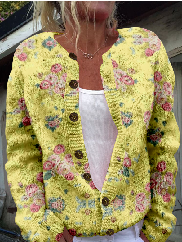Women's Vintage 3D Print Cardigan