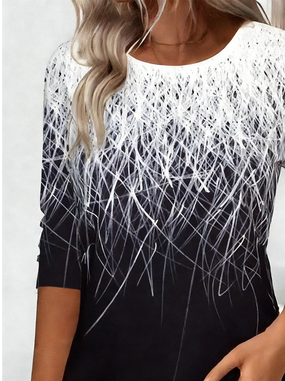 Crew Neck Casual Loose Gradient Pattern T-Shirt