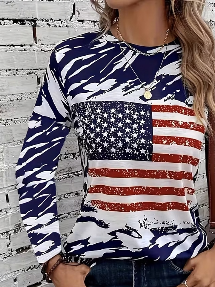 Casual Loose America Flag T-Shirt