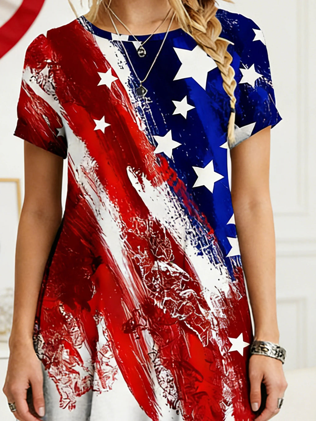 Women's 250th Anniversary Of The Founding Of the United States Independence Day Vintage Short Sleeve Crew Neck A-Line 3D Printing Daily Going Out Casual Mini Dress