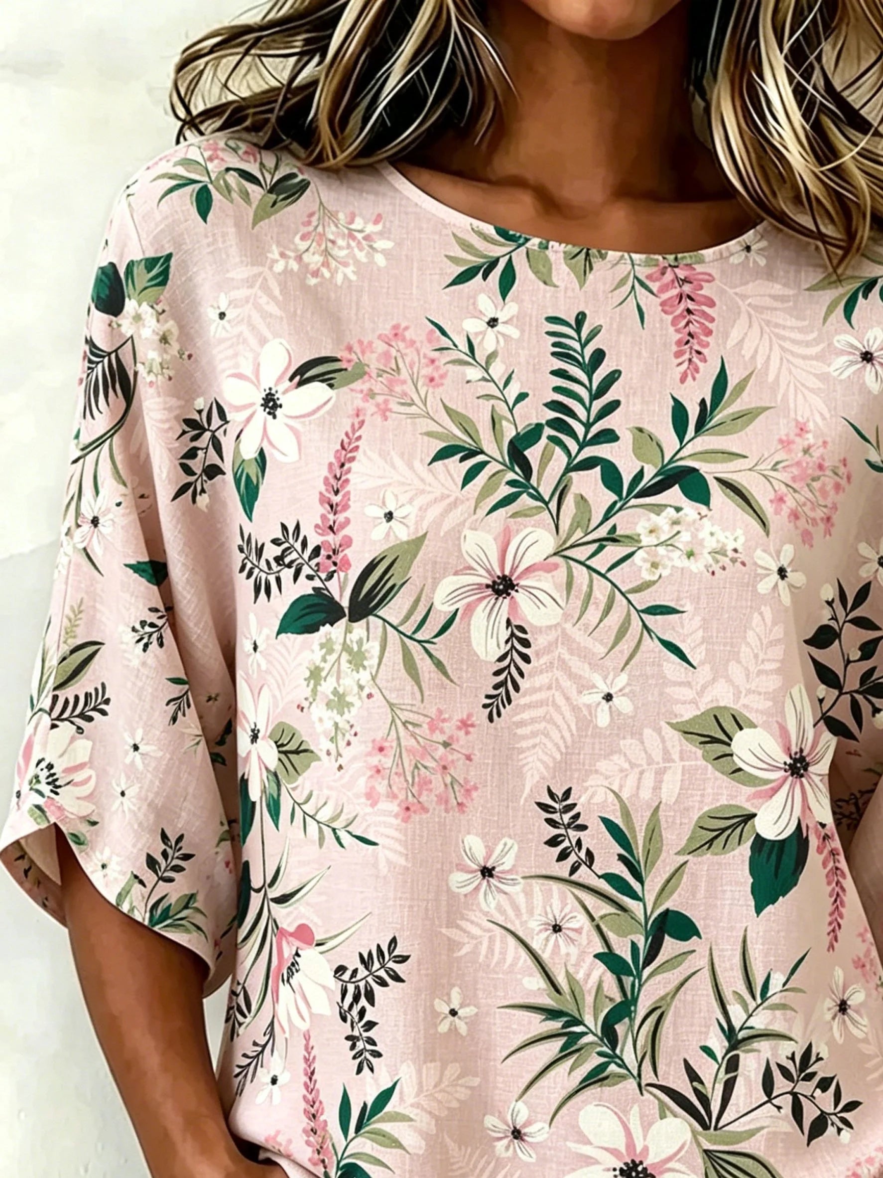 Cotton And Linen Floral Vintage Loose Casual Top