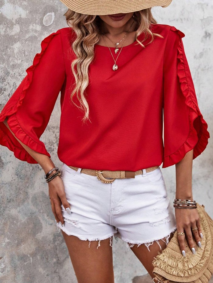 Crew Neck Casual Loose Plain T-Shirt