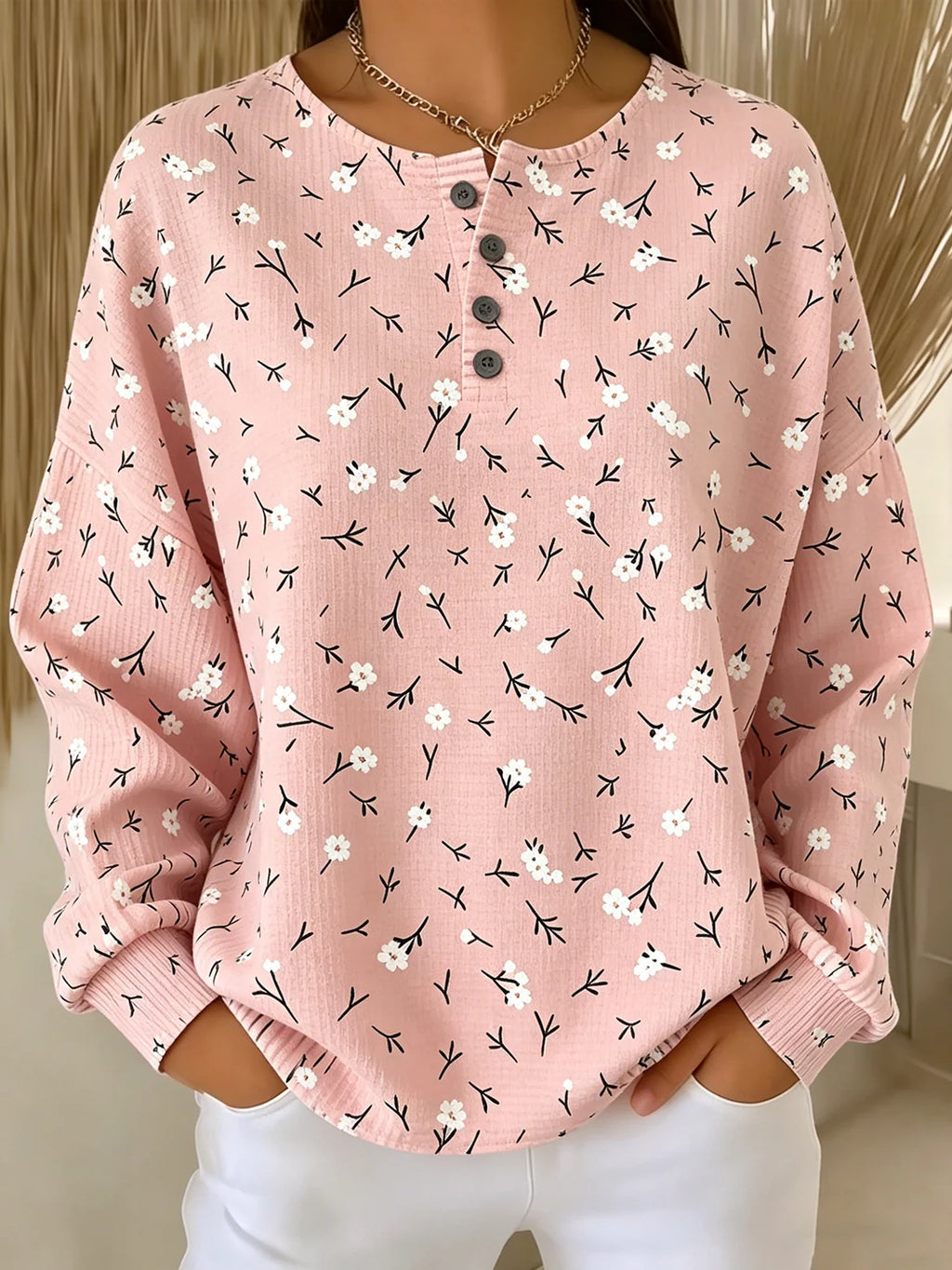 Floral Loose Casual Others Sweatshirt