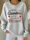 Letter Pattern Cotton-Blend Simple Sweatshirt