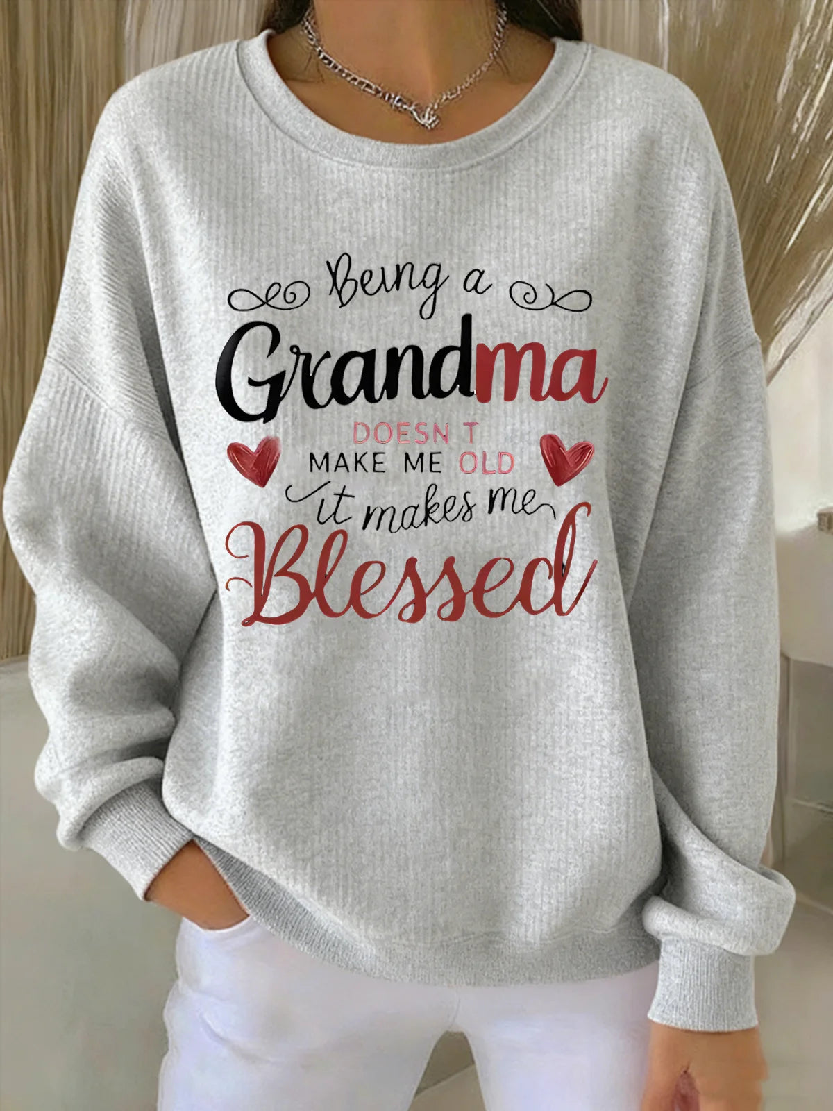 Letter Pattern Cotton-Blend Simple Sweatshirt