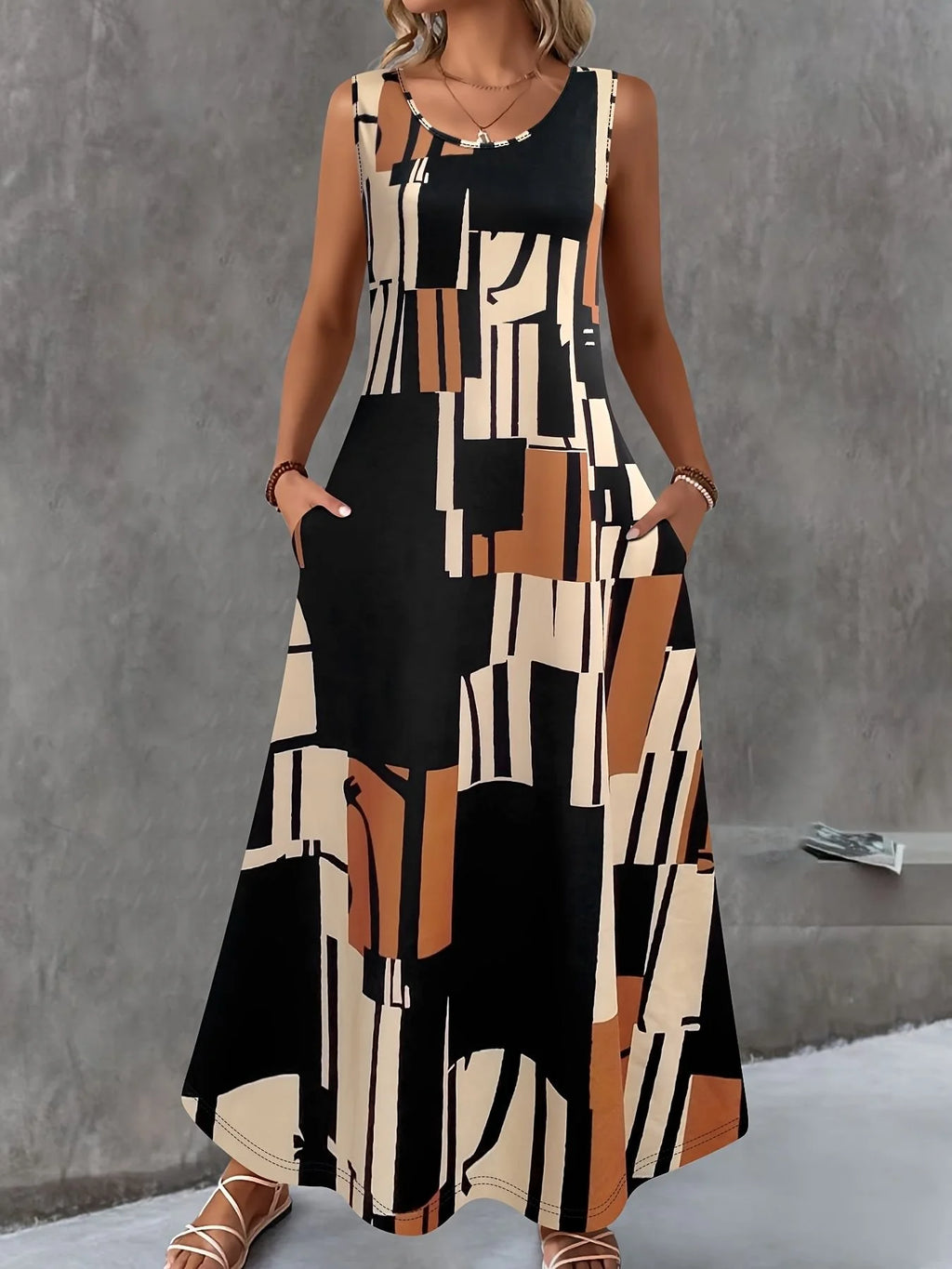 Loose Crew Neck Elegant Dress With No