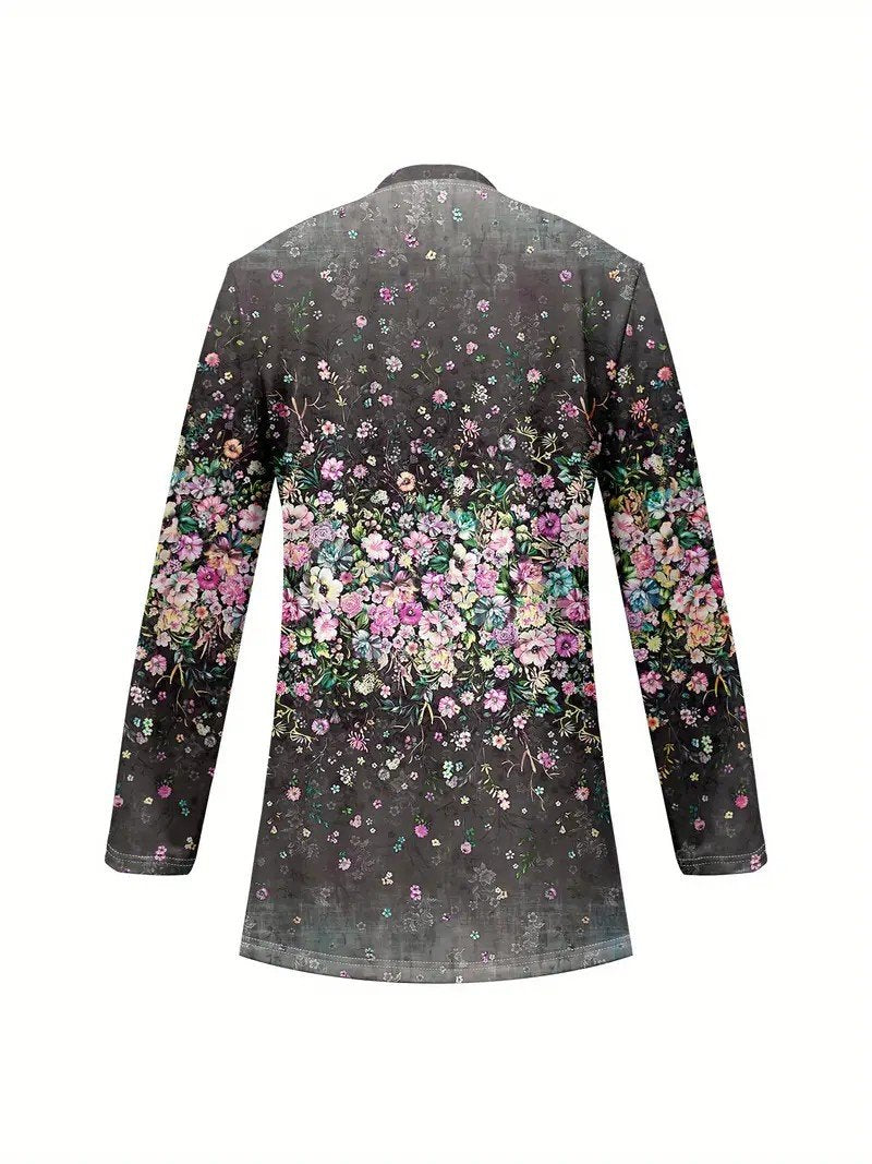 Women's Elegant Lightweight Cardigan Gradient Pattern Print Long Sleeve Jacket