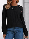 Loose Elegant Cotton-Blend Plain T-Shirt