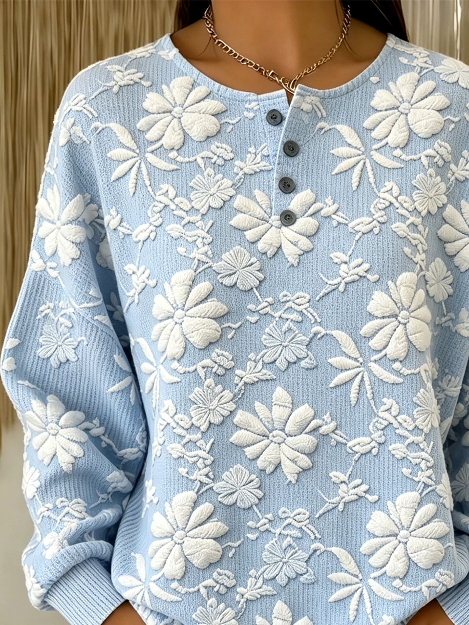 Floral Others Loose Casual Sweatshirt