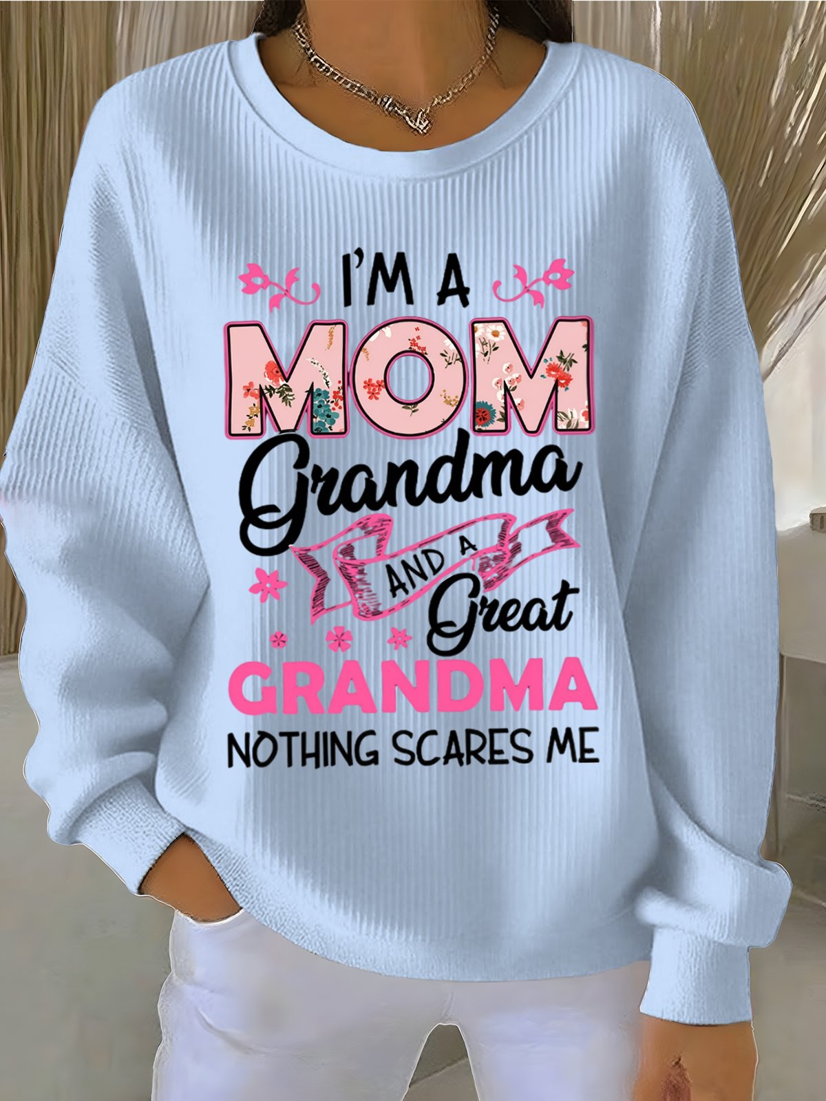 Crew Neck Vintage Loose Text Letters Sweatshirt
