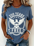 Cotton Vintage Loose Independence Day T-Shirt
