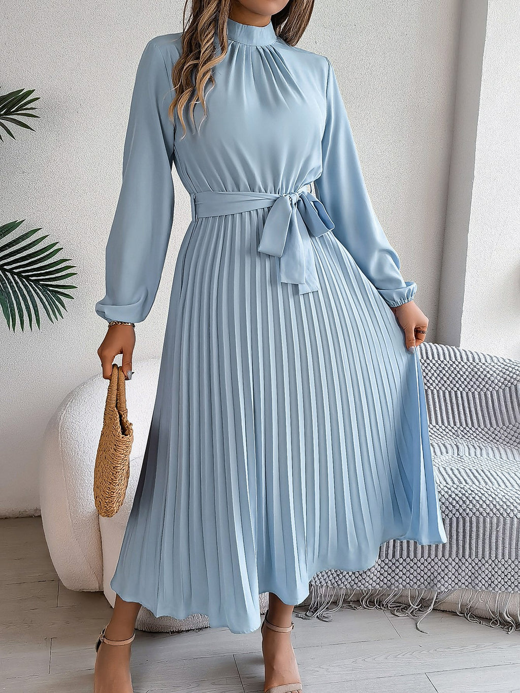 Women's Short Sleeve Summer Wine Red Plain Split Joint Stand Collar Daily Going Out Vintage Maxi A-Line Tank Dress