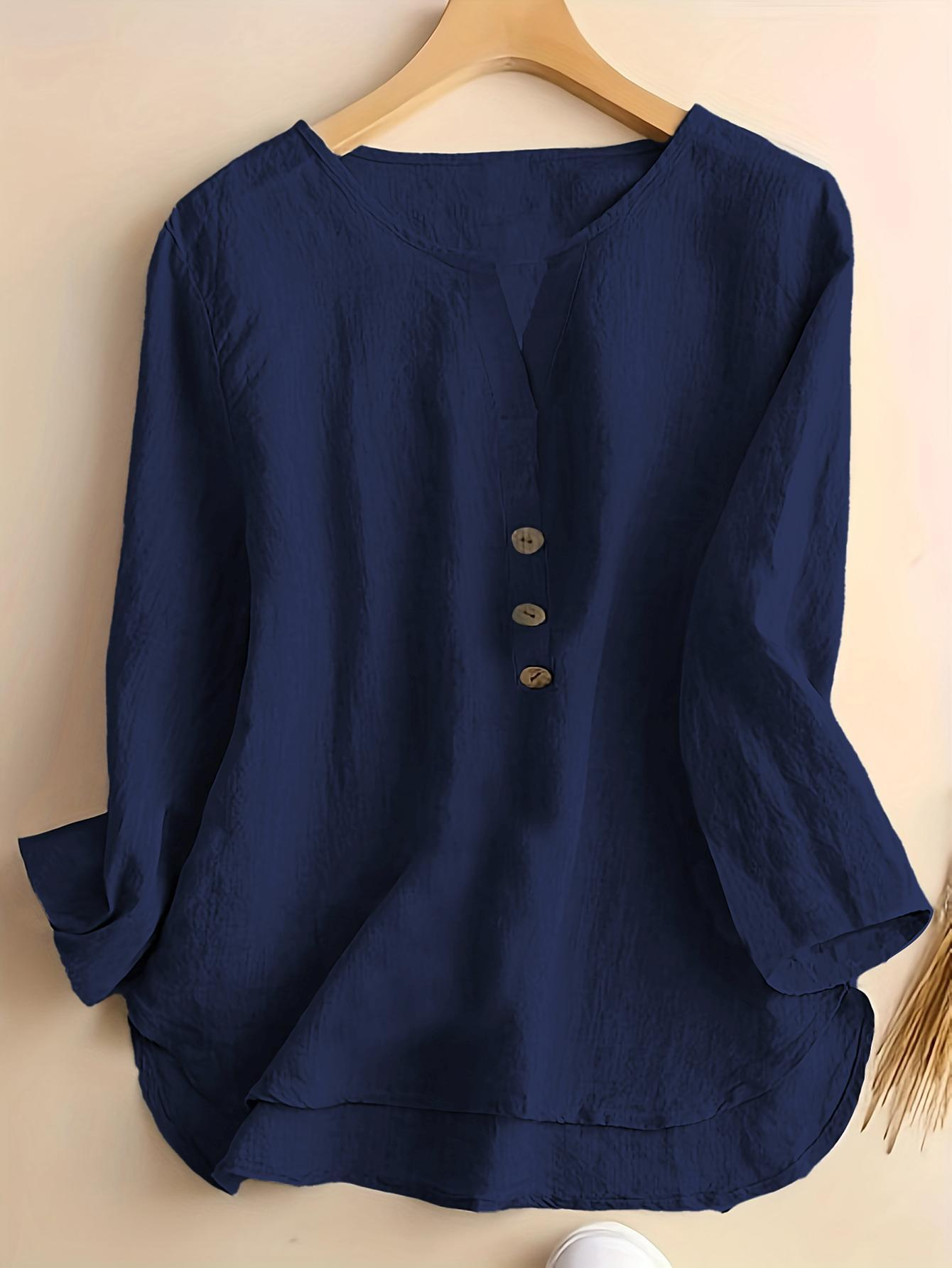 Stylish V Neck Buttons Going Out Casual Shirt