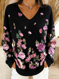 Casual V Neck Gradient Pattern T-Shirt