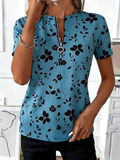 Loose Botanical Pattern Elegant T-Shirt