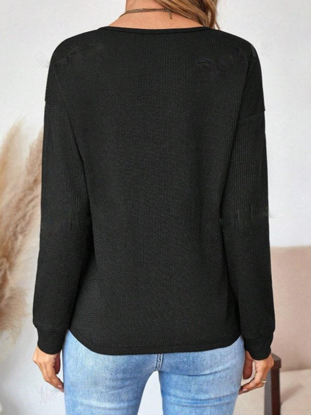 Women's Long Sleeve T-shirt Spring/Fall White Plain Embossed V Neck Dolman Sleeve Daily Going Out Vintage Top