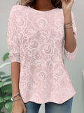 Women's Long Sleeve T-shirt Spring/Fall Pink Abstract Jersey Crew Neck Daily Going Out Casual Top