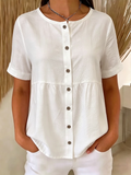 Crew Neck Plain Loose Casual Shirt