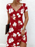 Elegant V Neck Cotton Dress With No